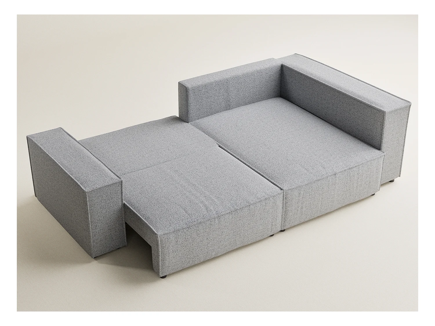 Canapé d'angle droit avec fonction lit en tissu tressé gris clair TONGA