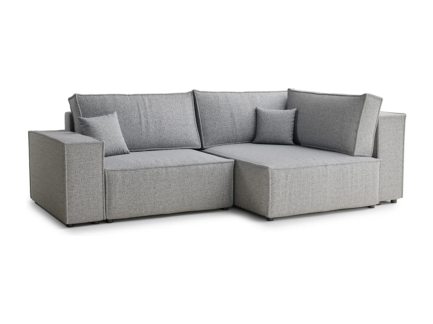 Canapé d'angle droit avec fonction lit en tissu tressé gris clair TONGA