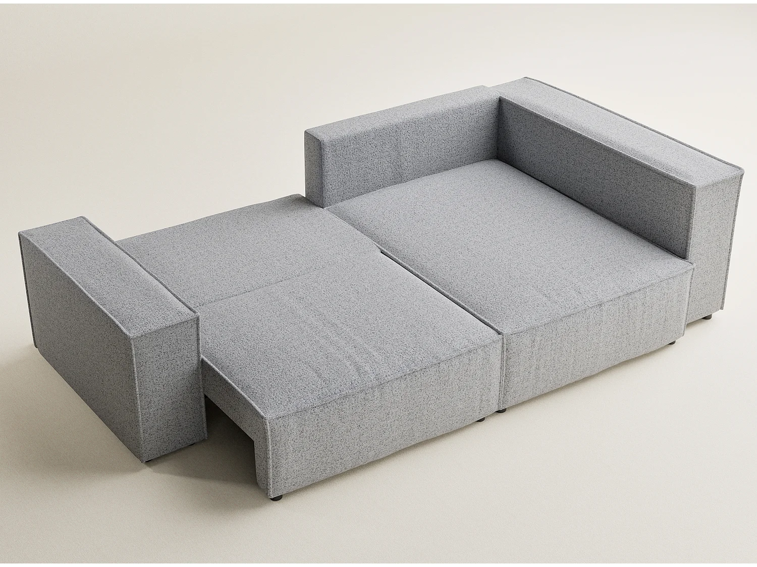 Canapé d'angle droit avec fonction lit en tissu tressé gris clair TONGA