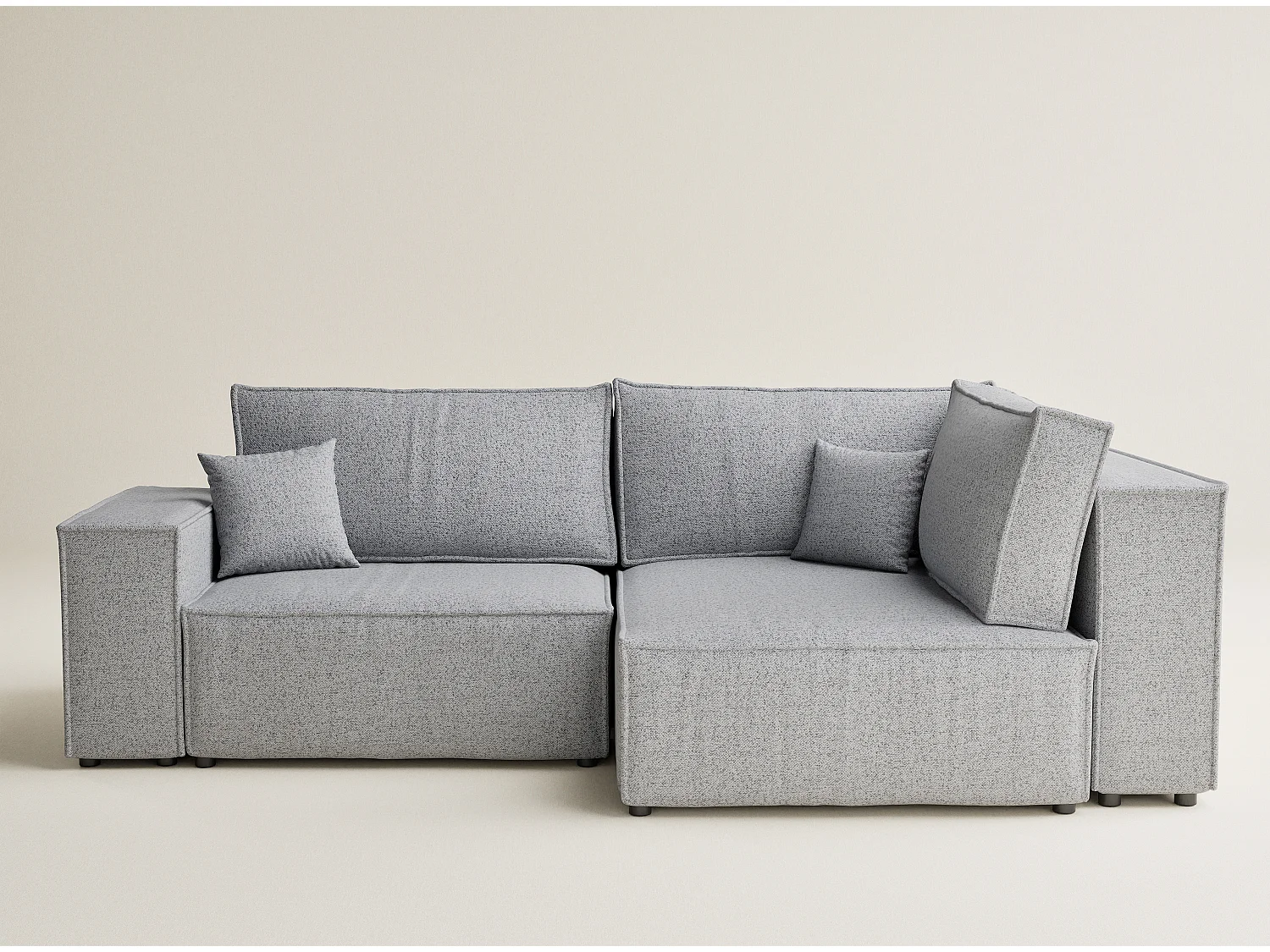 Canapé d'angle droit avec fonction lit en tissu tressé gris clair TONGA