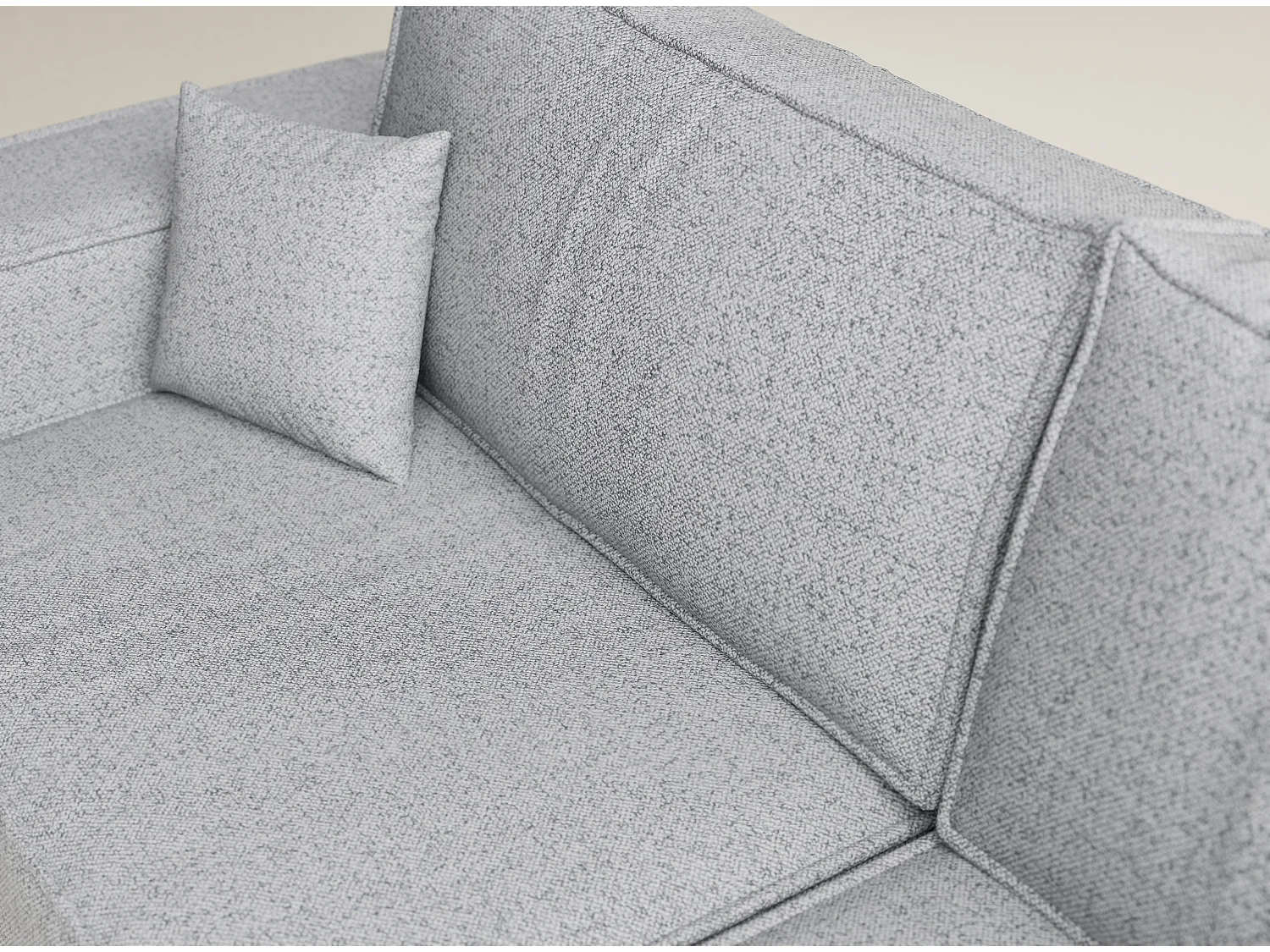 Canapé d'angle droit avec fonction lit en tissu tressé gris clair TONGA