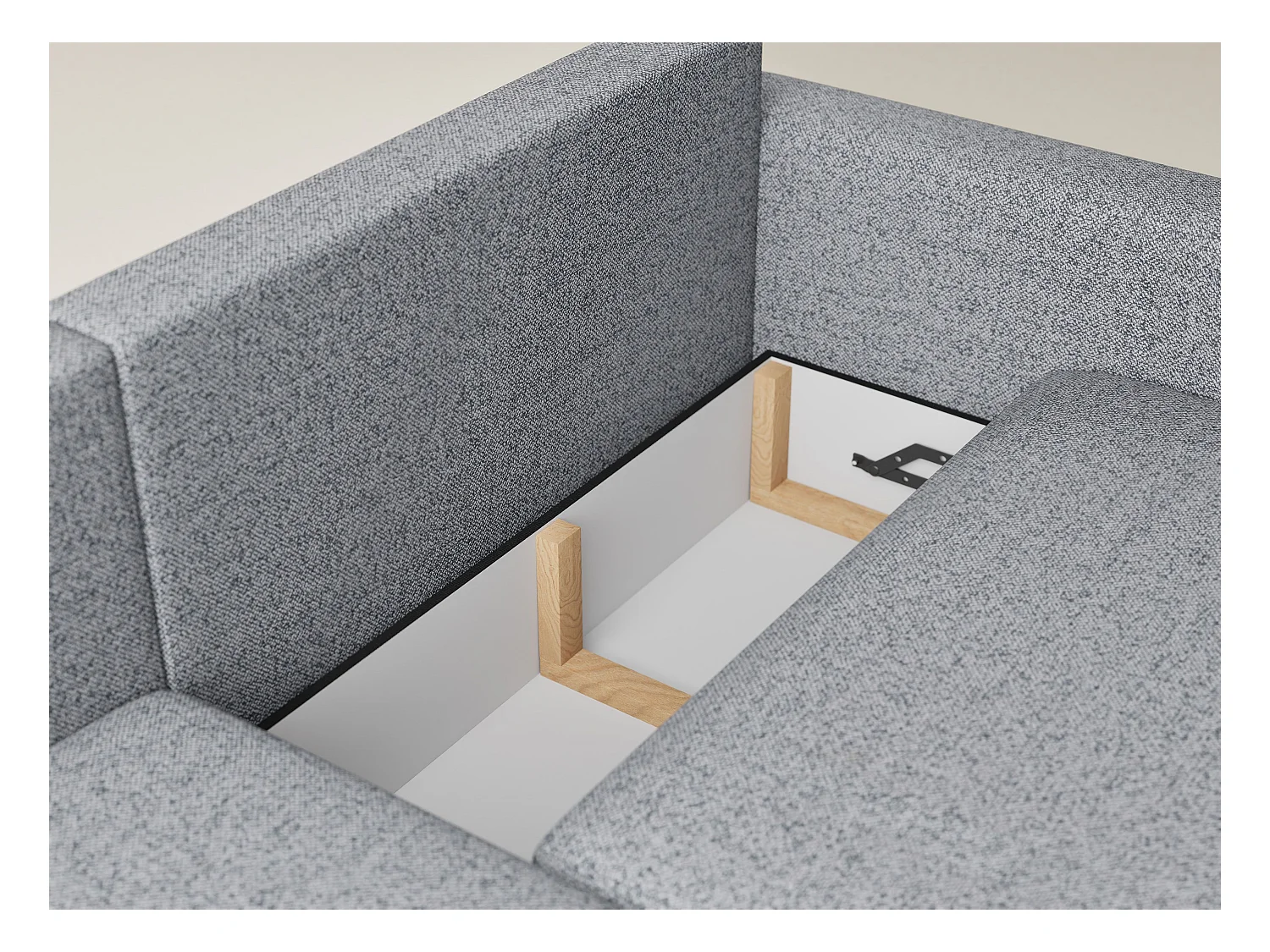 Canapé d'angle gauche avec fonction lit en tissu tressé gris LEON