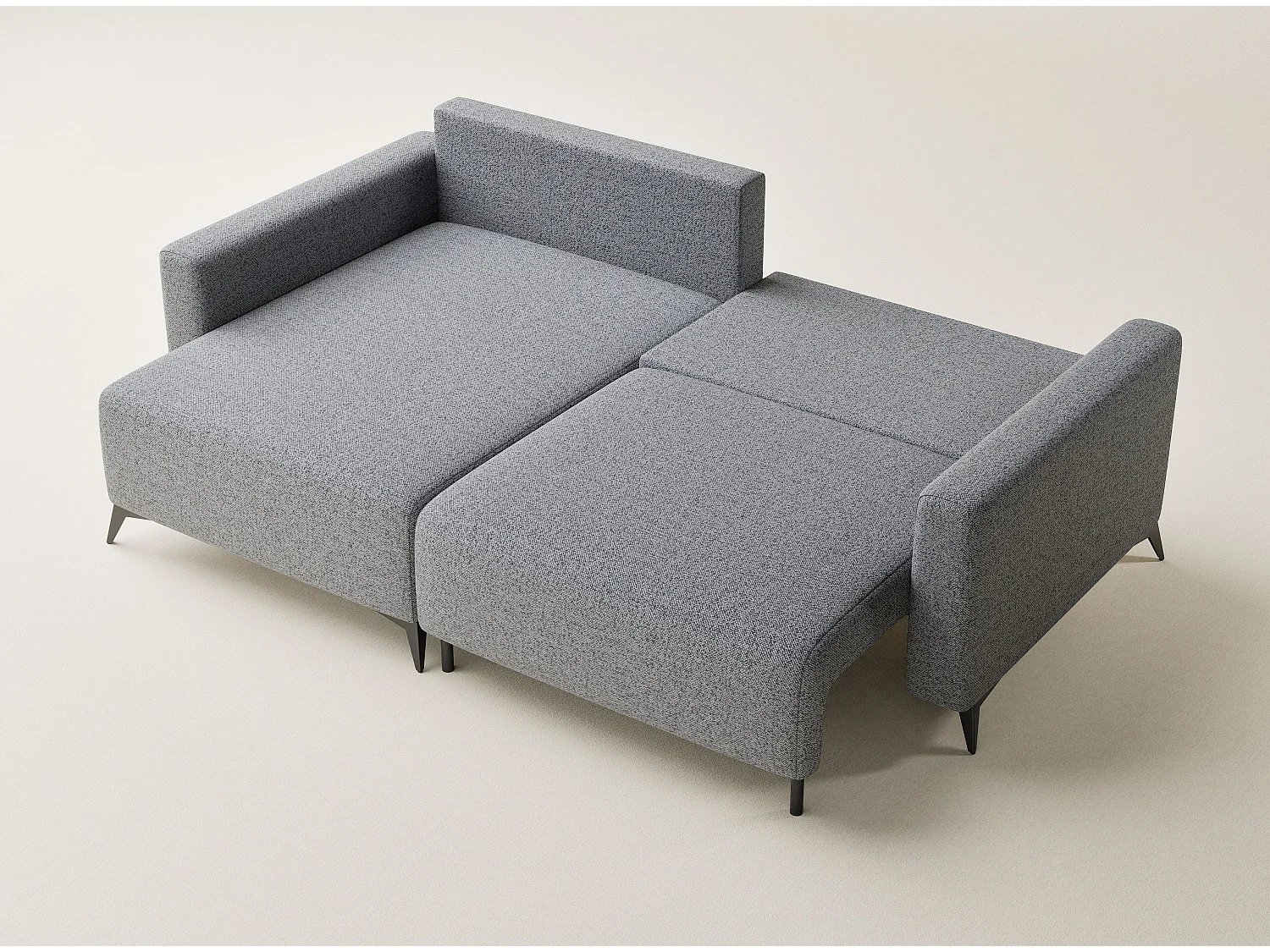 Canapé d'angle gauche avec fonction lit en tissu tressé gris LEON