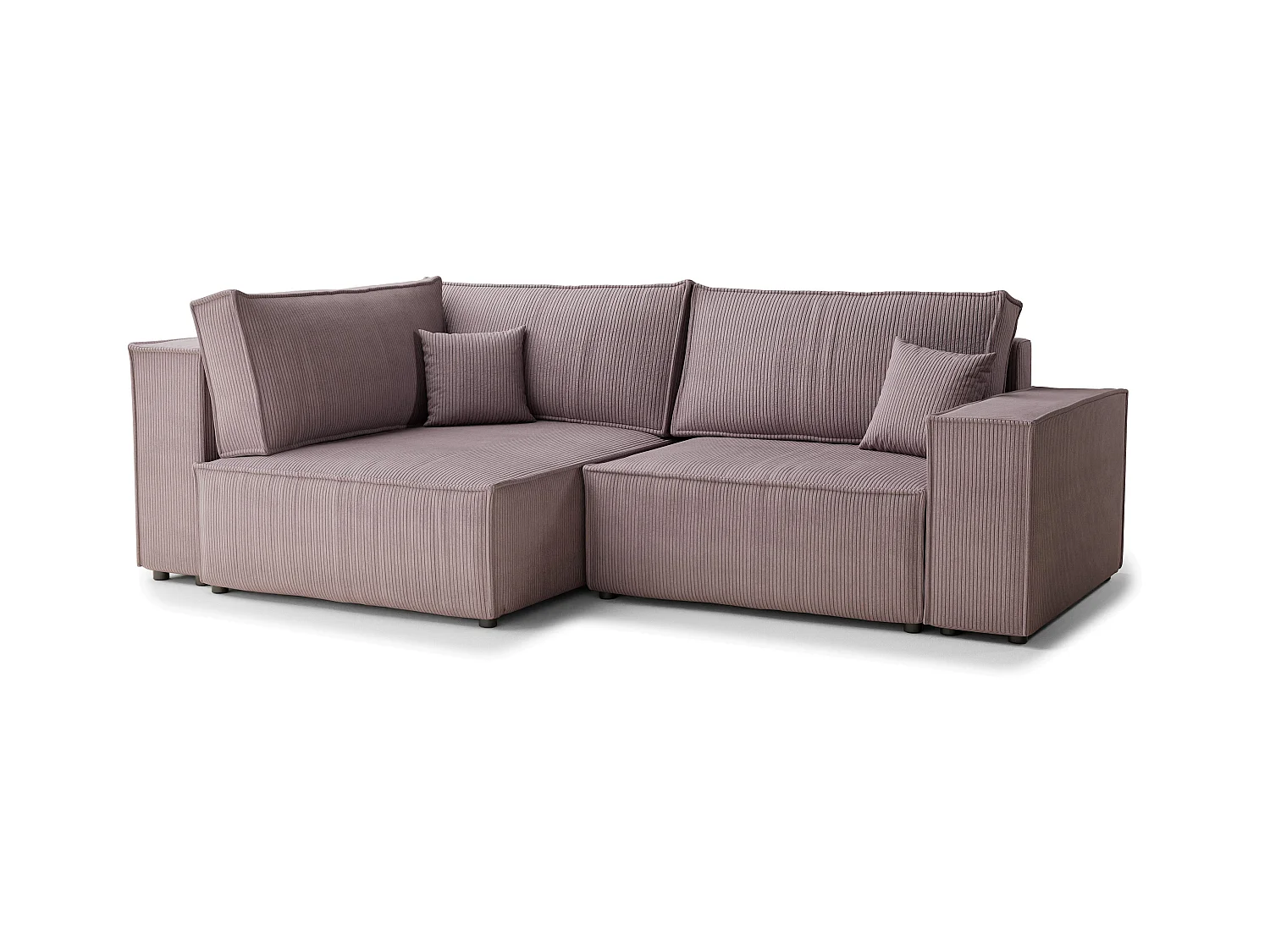 Canapé d'angle gauche avec fonction lit en velours violet TONGA