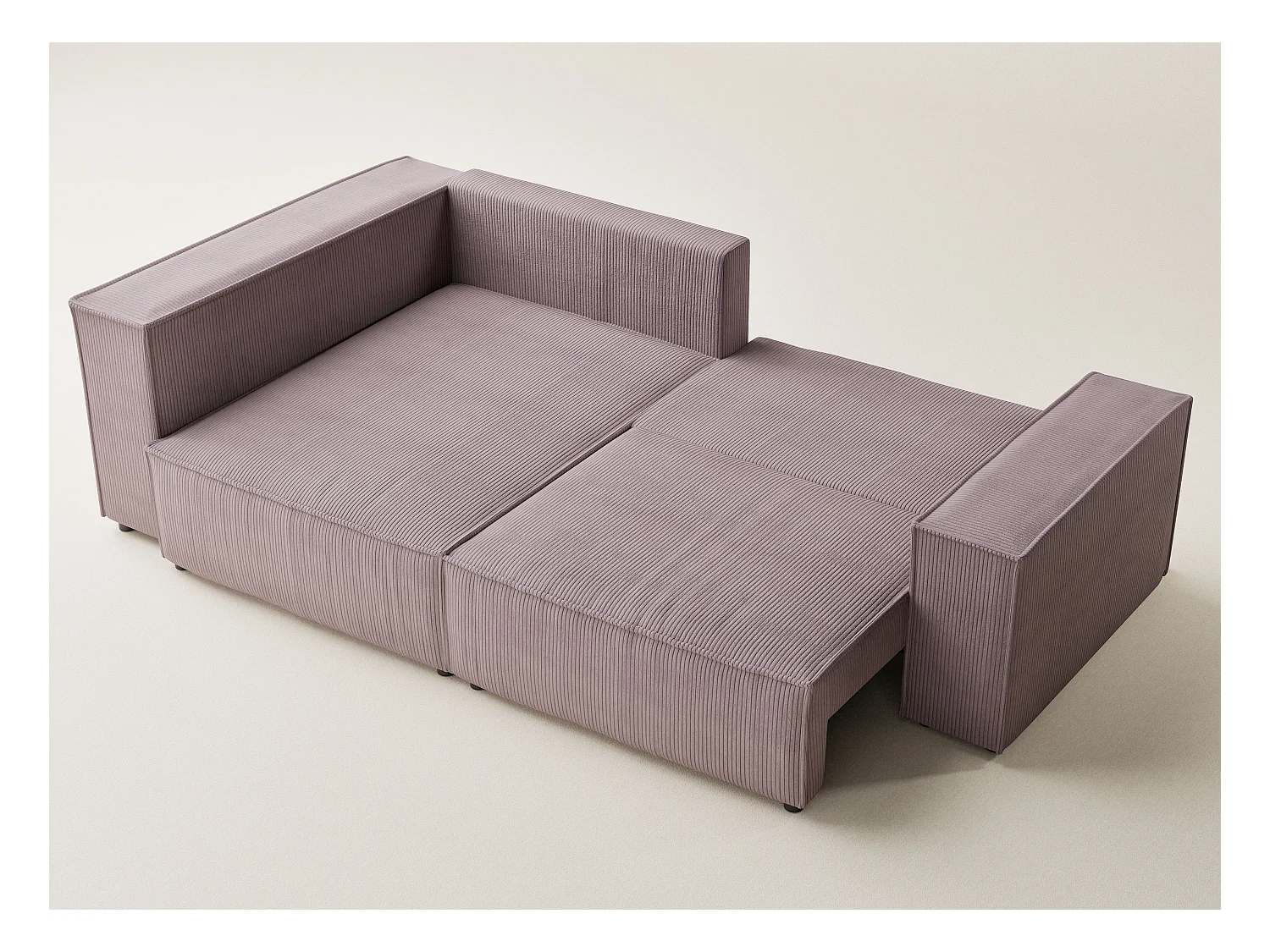 Canapé d'angle gauche avec fonction lit en velours violet TONGA