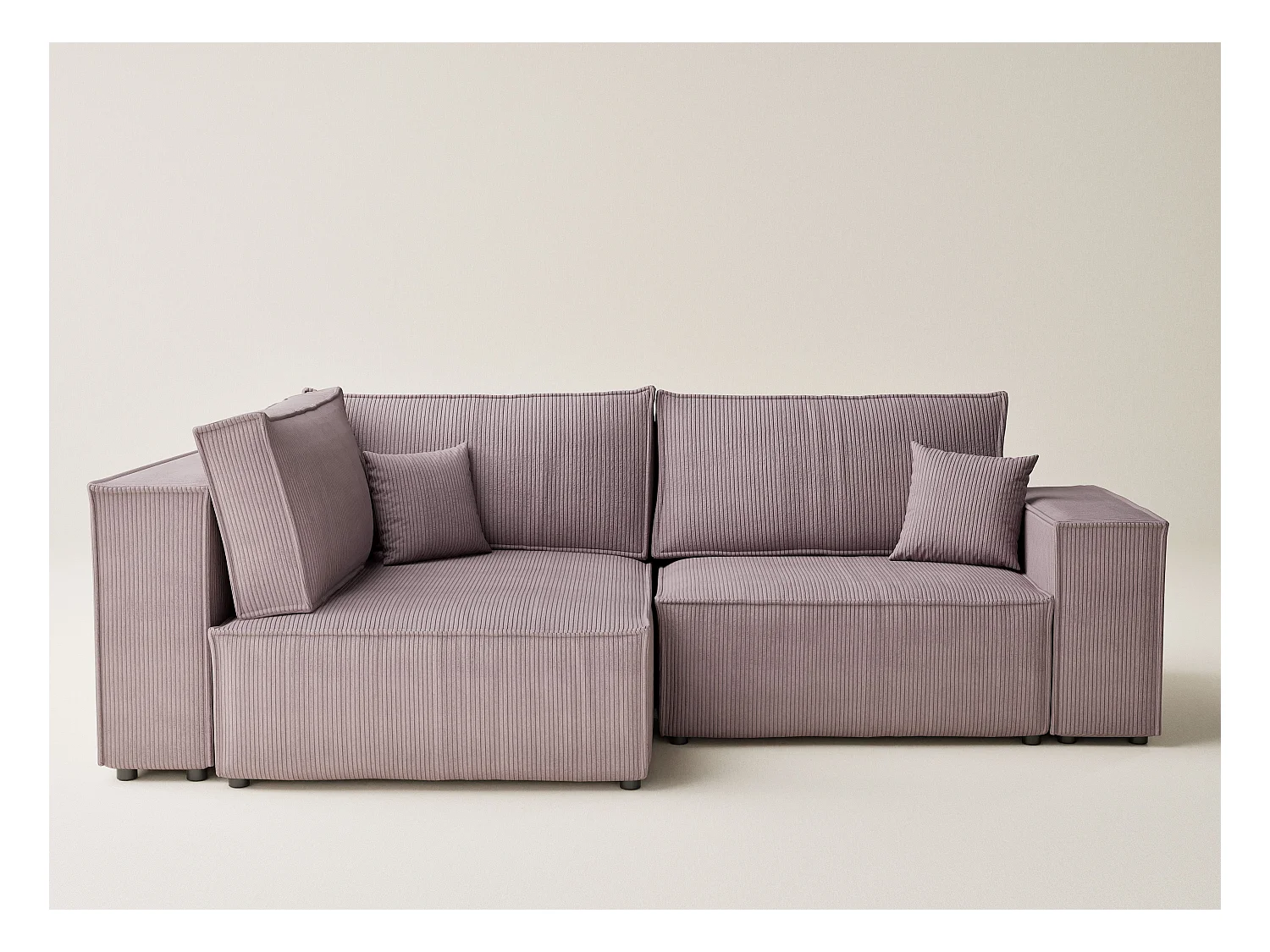 Canapé d'angle gauche avec fonction lit en velours violet TONGA