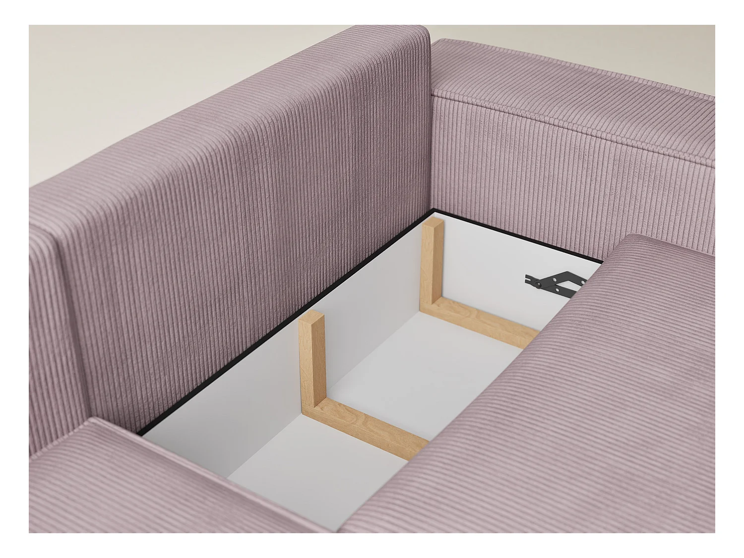 Canapé d'angle gauche avec fonction lit en velours violet TONGA