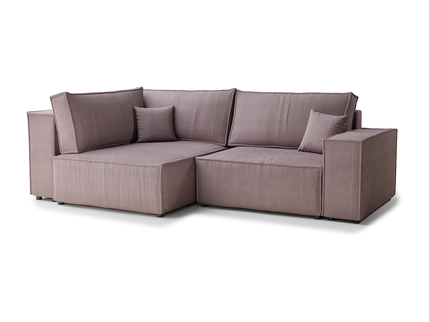 Canapé d'angle gauche avec fonction lit en velours violet TONGA