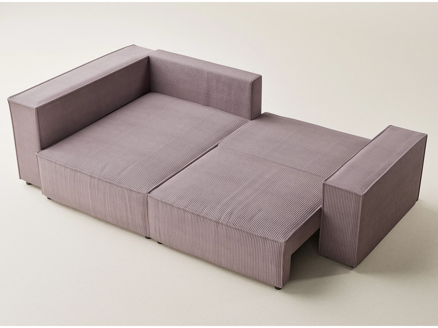 Canapé d'angle gauche avec fonction lit en velours violet TONGA