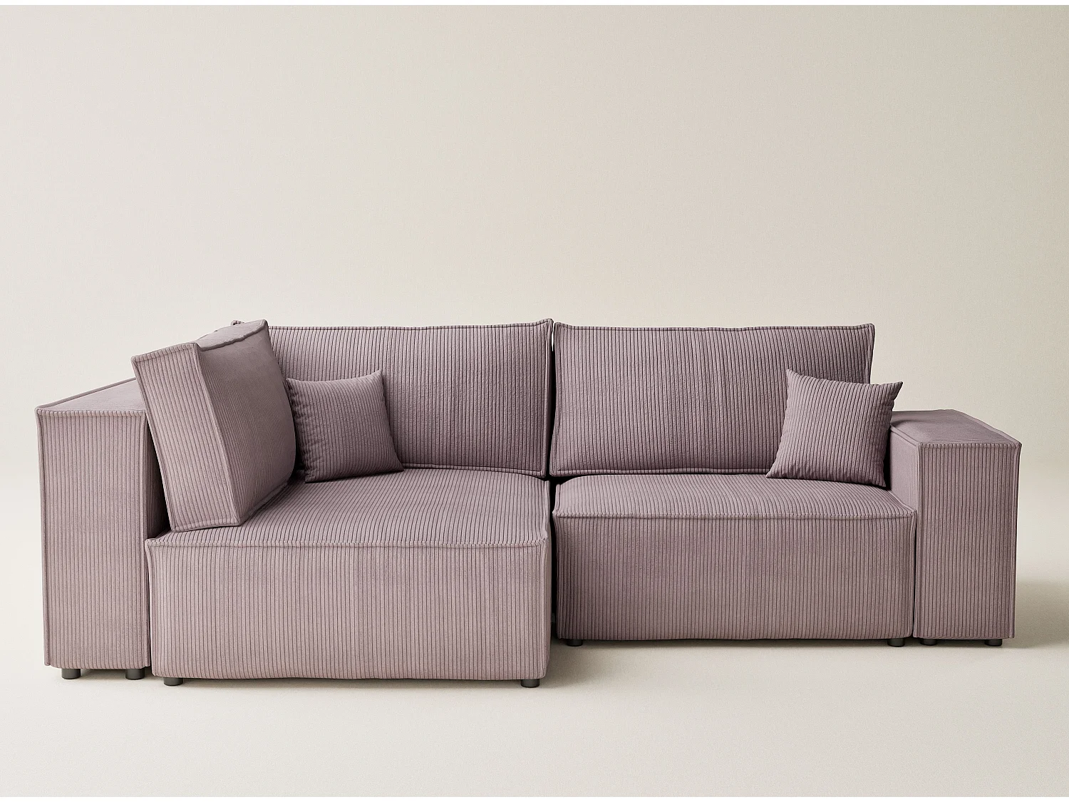 Canapé d'angle gauche avec fonction lit en velours violet TONGA