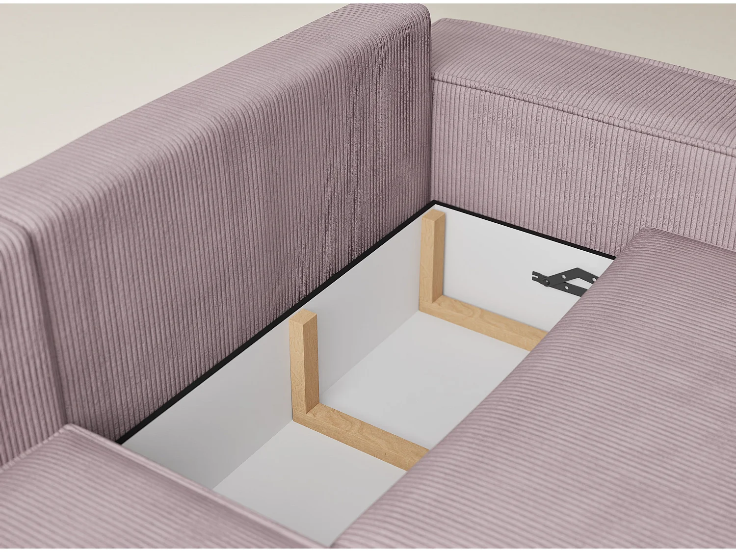 Canapé d'angle gauche avec fonction lit en velours violet TONGA