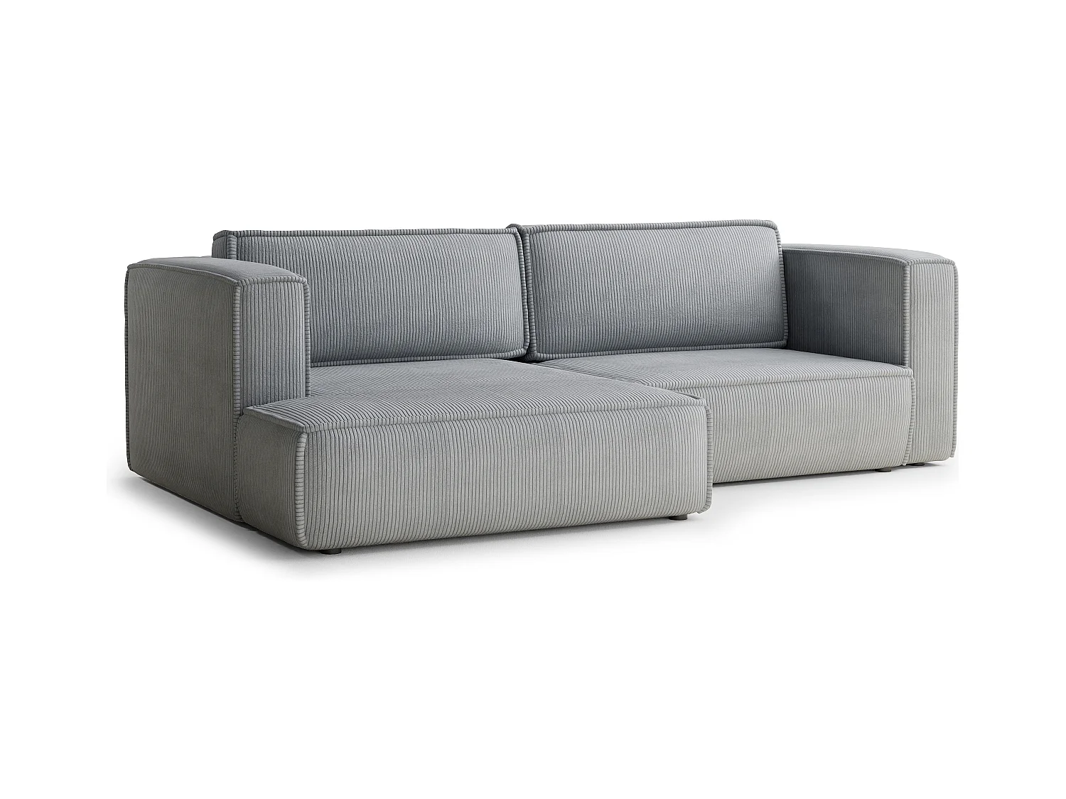 Canapé d'angle gauche avec fonction lit en velours gris clair VELTO