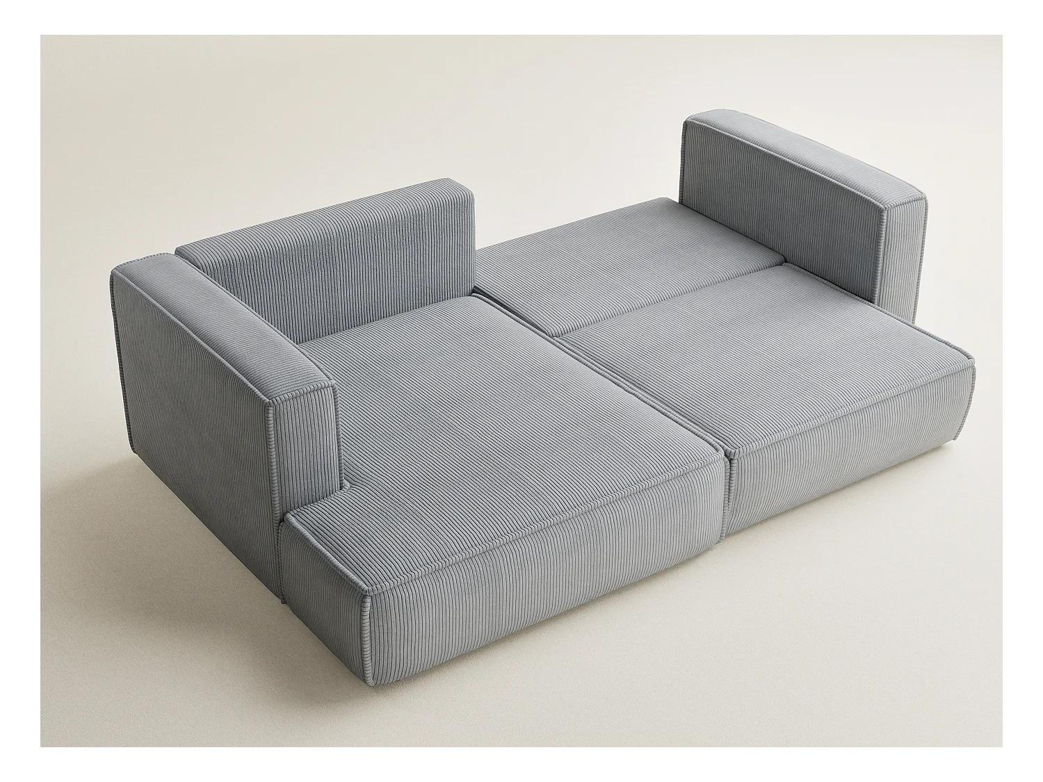 Canapé d'angle gauche avec fonction lit en velours gris clair VELTO