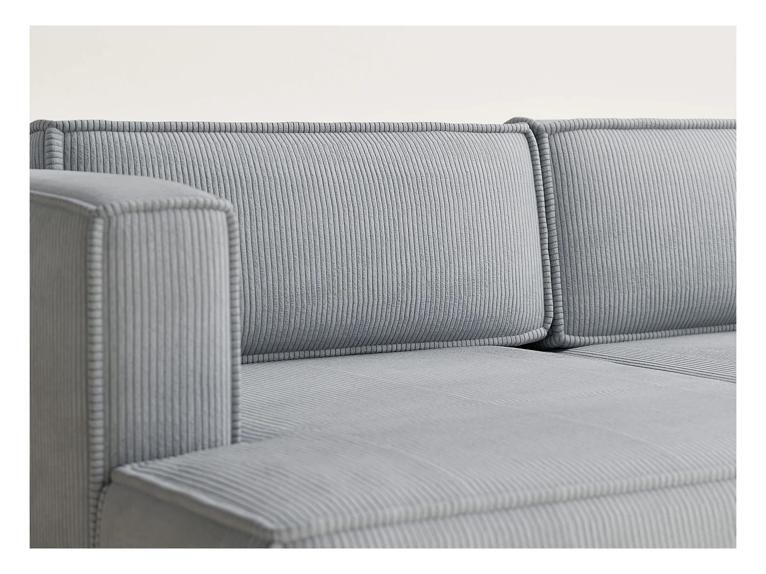 Canapé d'angle gauche avec fonction lit en velours gris clair VELTO