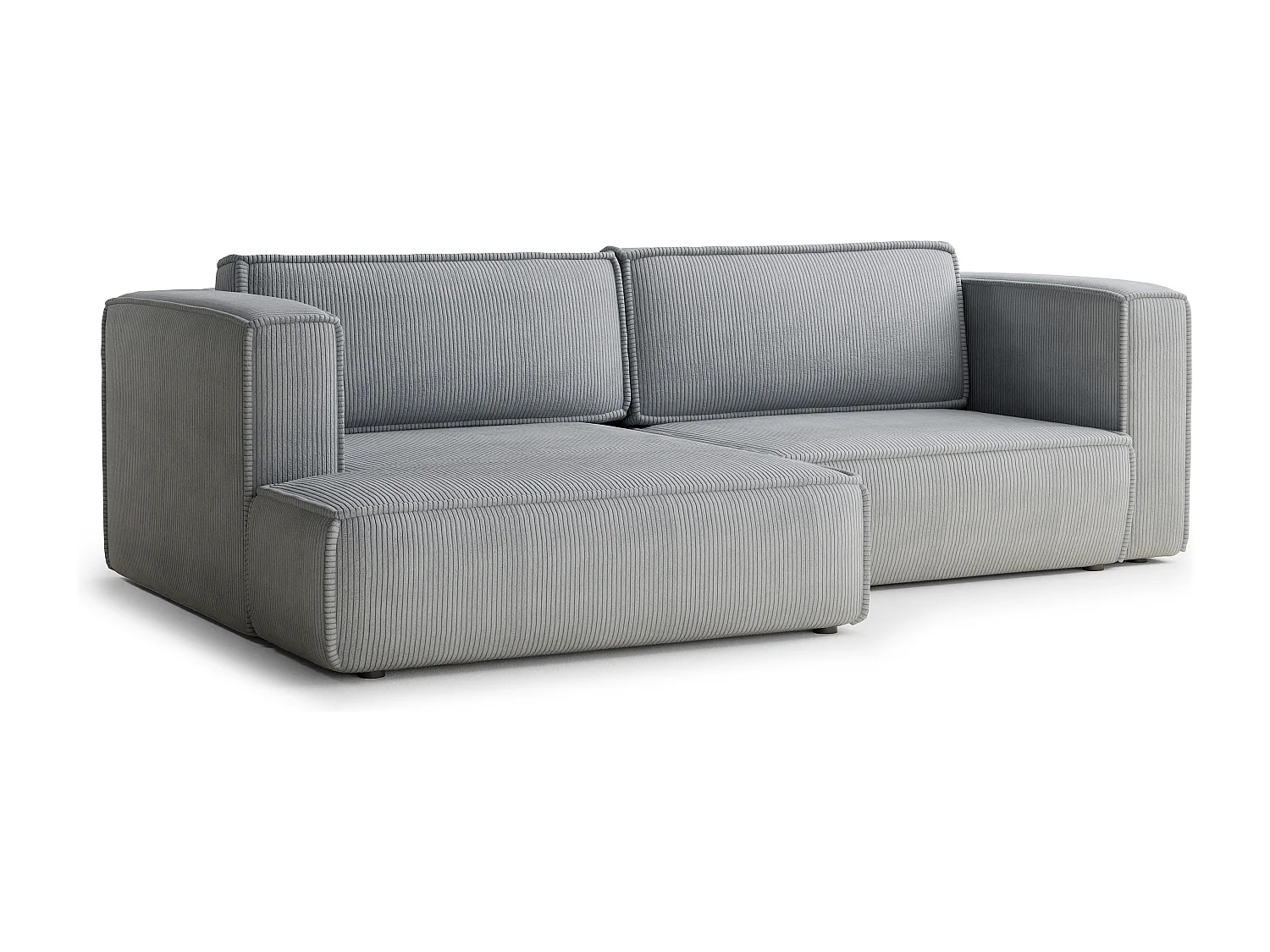 Canapé d'angle gauche avec fonction lit en velours gris clair VELTO