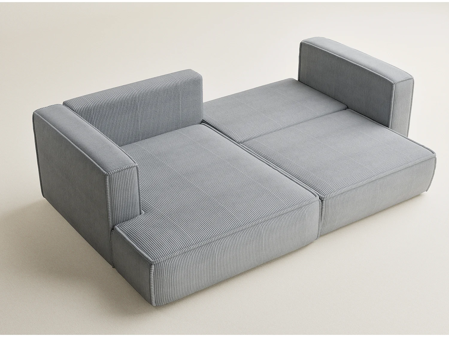 Canapé d'angle gauche avec fonction lit en velours gris clair VELTO