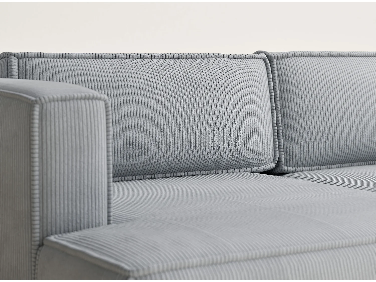 Canapé d'angle gauche avec fonction lit en velours gris clair VELTO