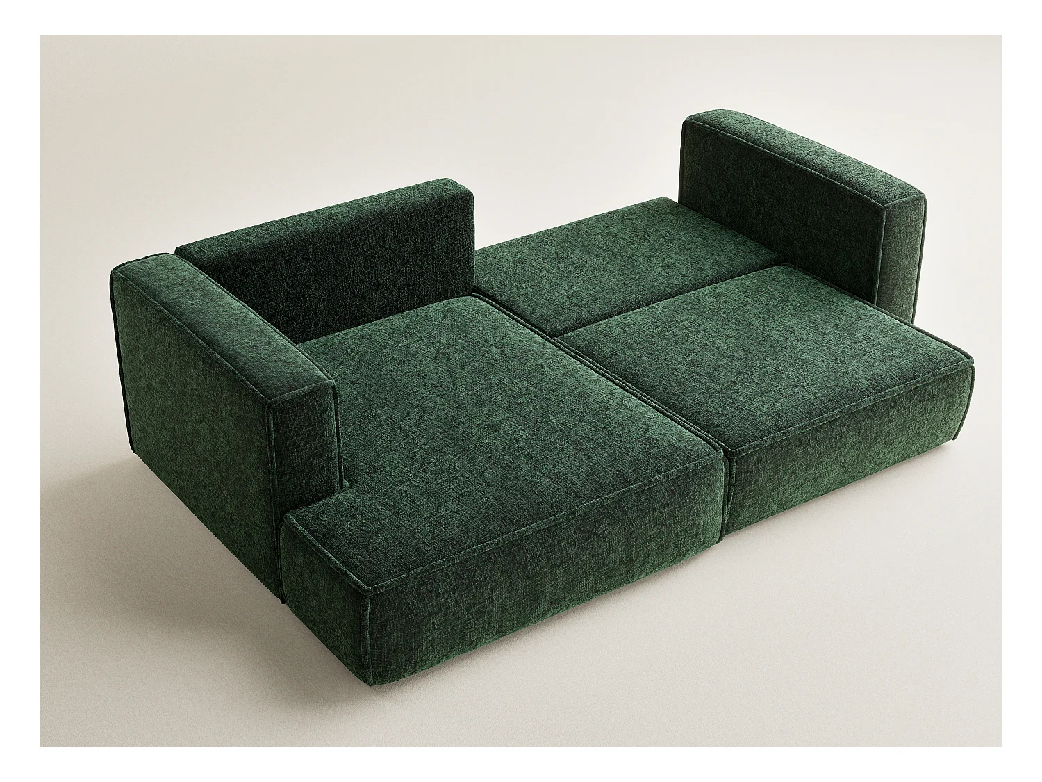 Canapé d'angle gauche avec fonction lit en tissu chenille vert foncé VELTO