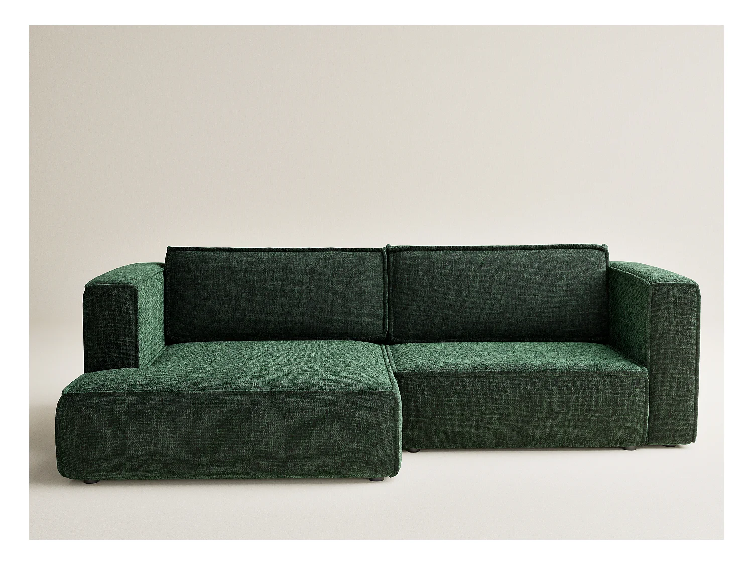 Canapé d'angle gauche avec fonction lit en tissu chenille vert foncé VELTO