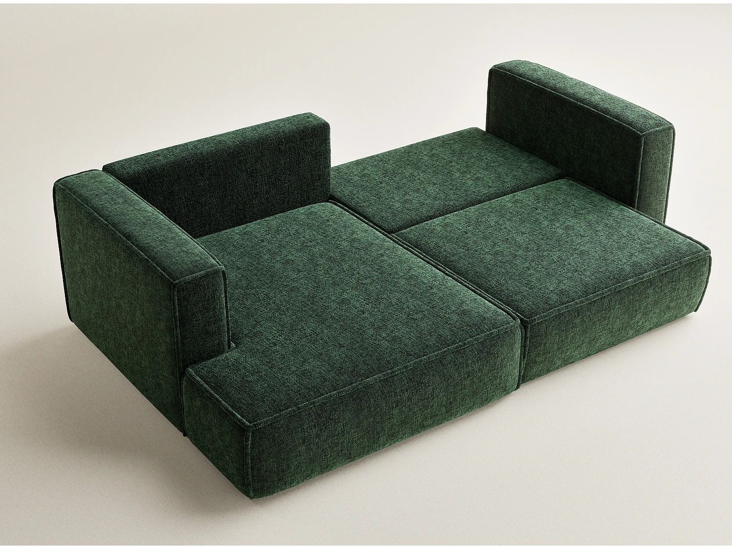 Canapé d'angle gauche avec fonction lit en tissu chenille vert foncé VELTO