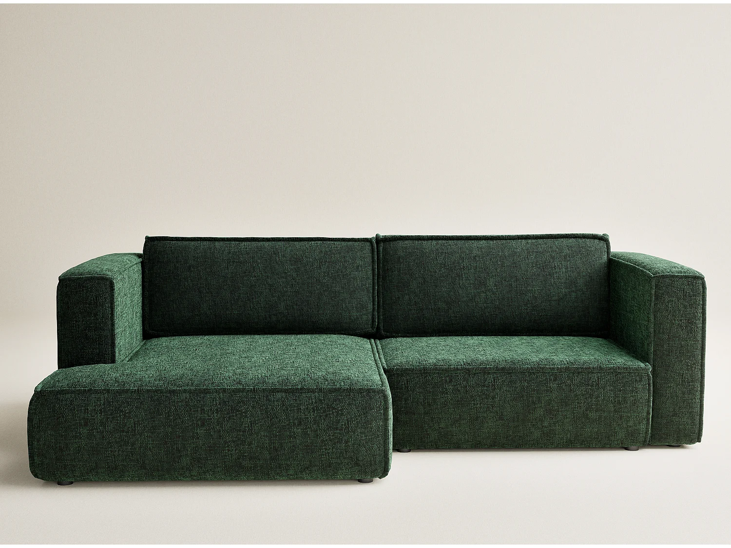 Canapé d'angle gauche avec fonction lit en tissu chenille vert foncé VELTO