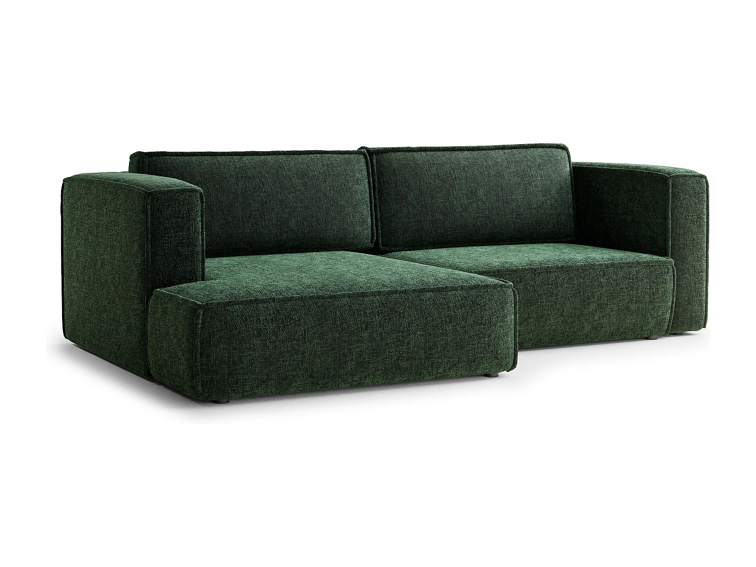 Canapé d'angle gauche avec fonction lit en tissu chenille vert foncé VELTO