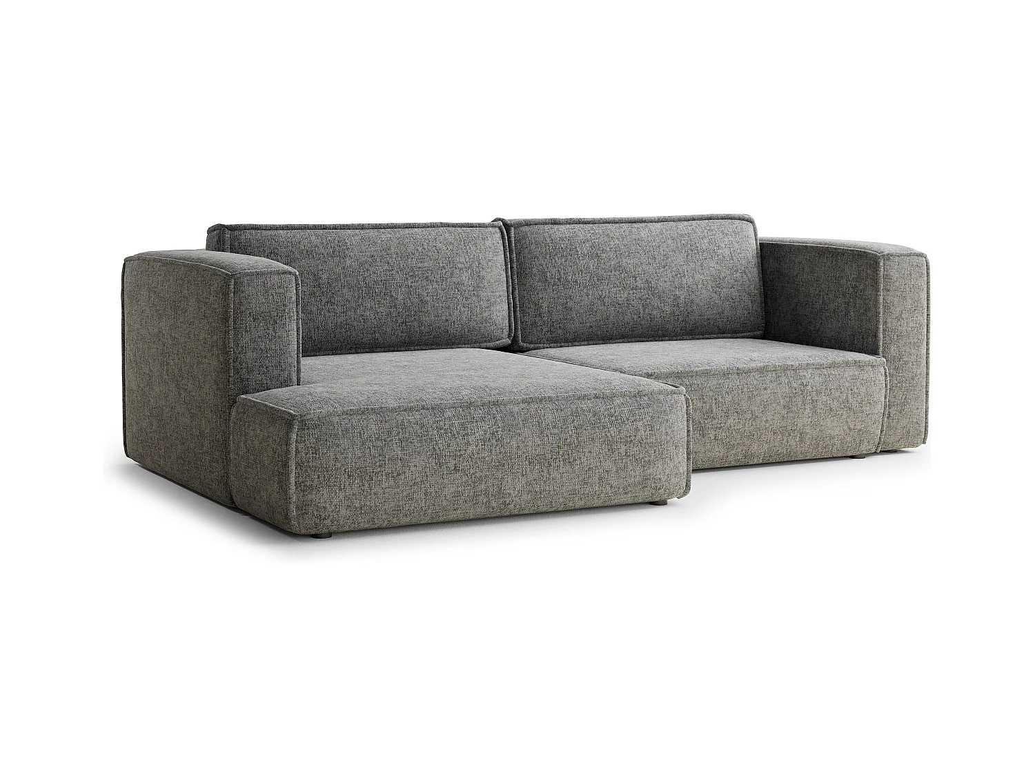 Canapé d'angle gauche avec fonction lit en tissu chenille gris VELTO