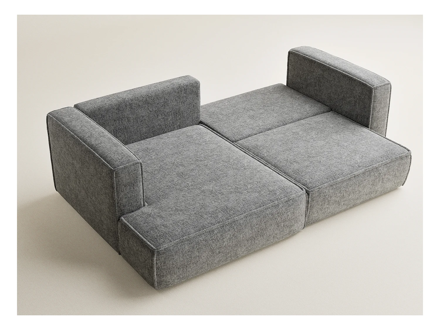 Canapé d'angle gauche avec fonction lit en tissu chenille gris VELTO