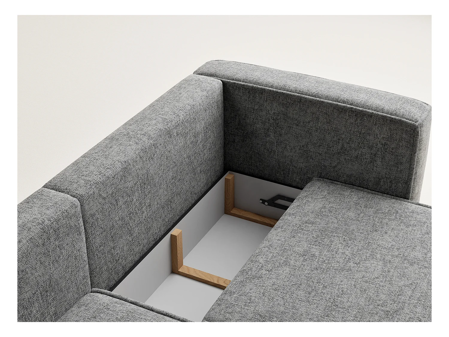 Canapé d'angle gauche avec fonction lit en tissu chenille gris VELTO