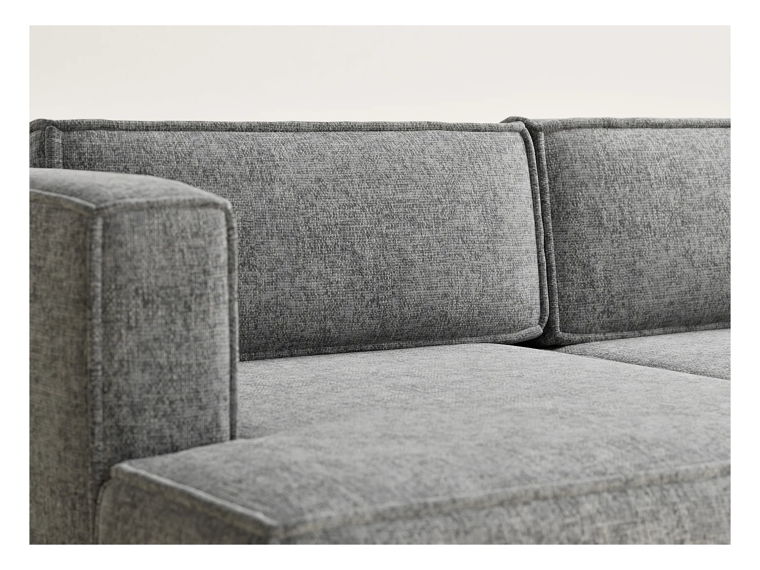 Canapé d'angle gauche avec fonction lit en tissu chenille gris VELTO