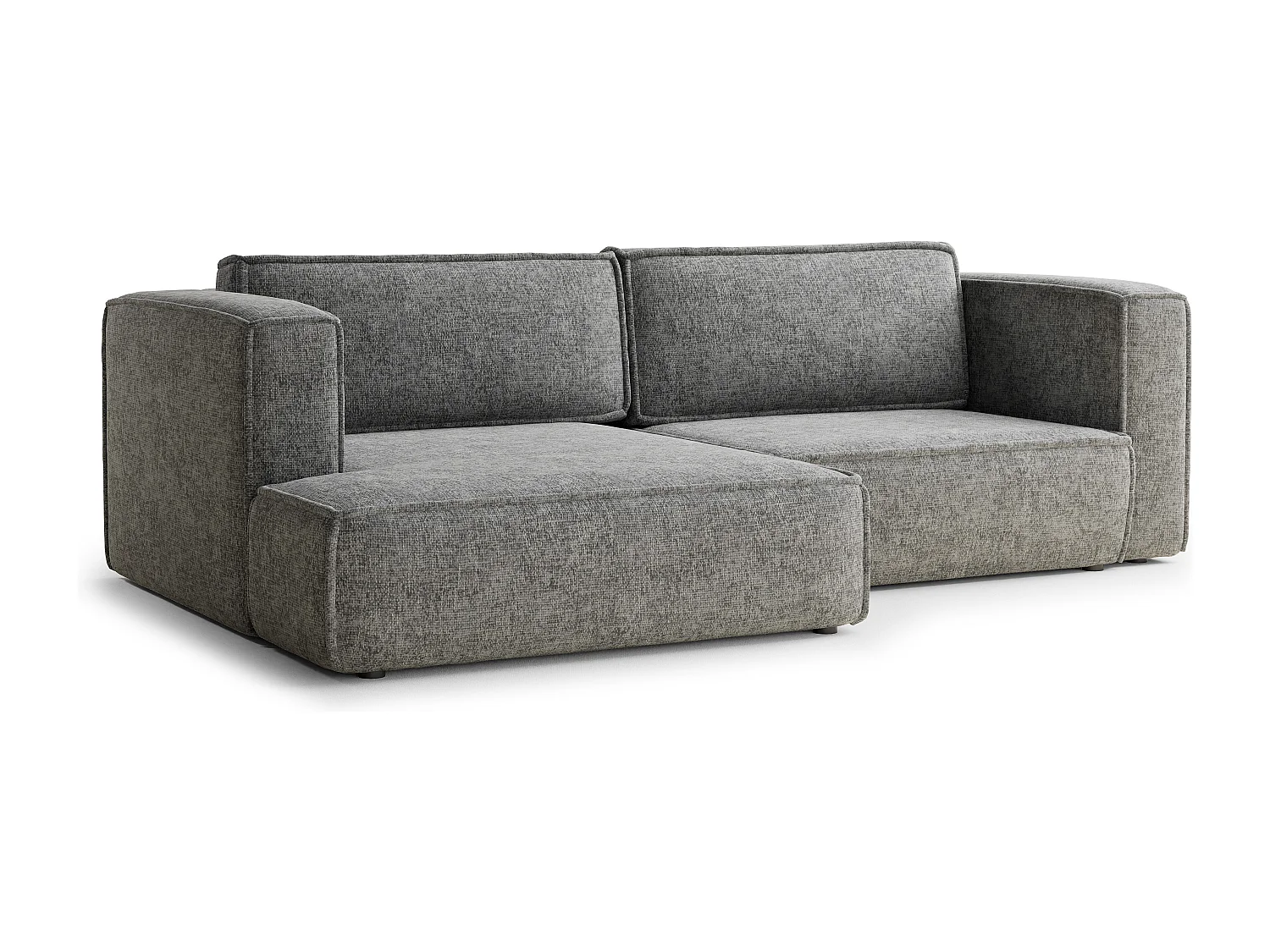 Canapé d'angle gauche avec fonction lit en tissu chenille gris VELTO