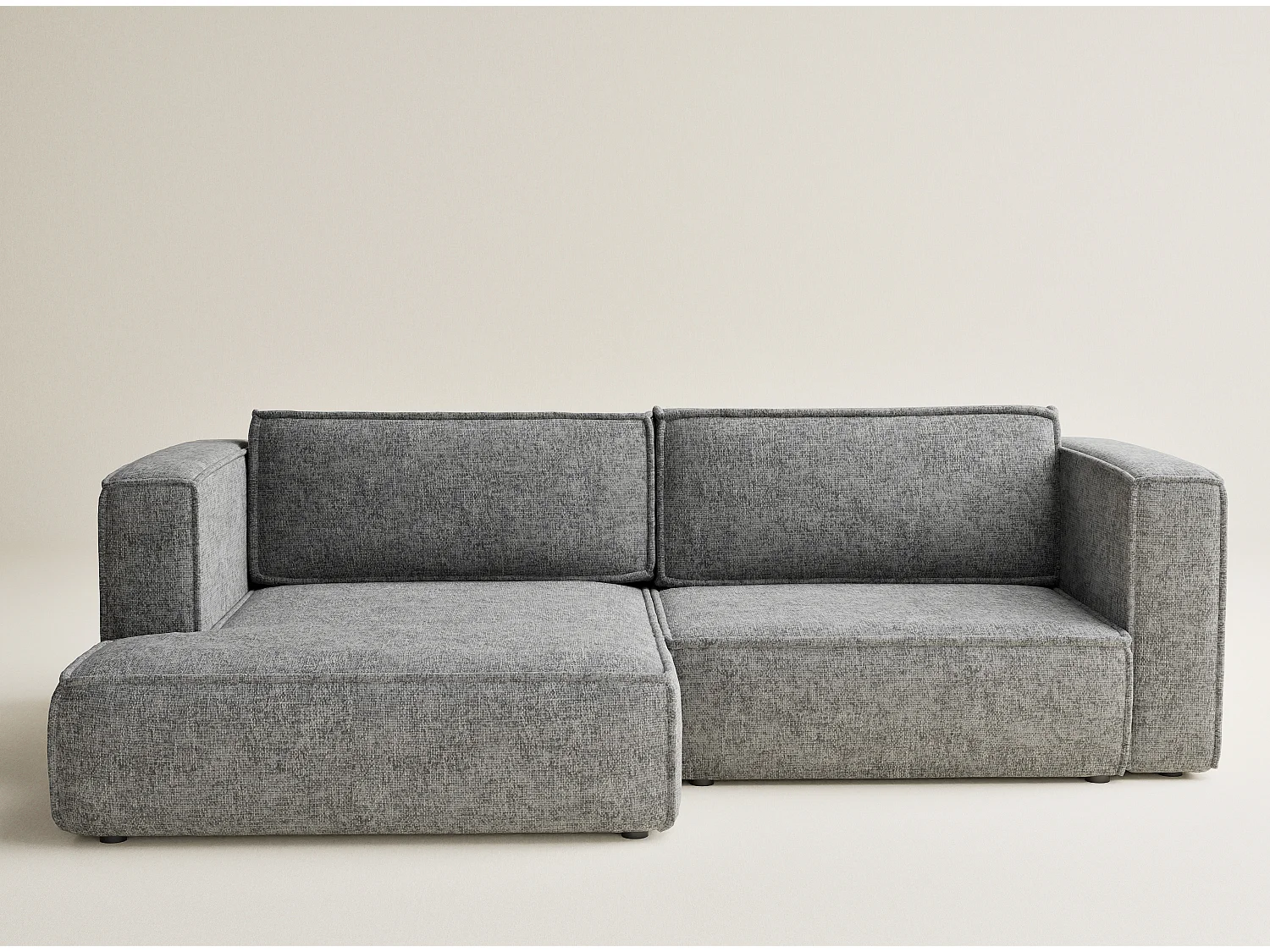 Canapé d'angle gauche avec fonction lit en tissu chenille gris VELTO