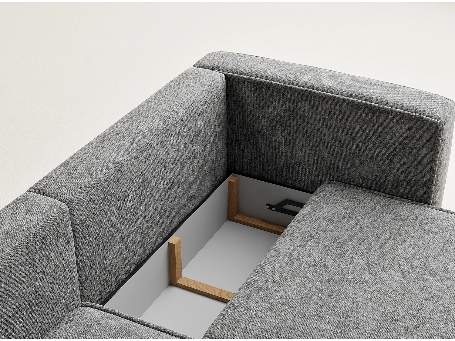 Canapé d'angle gauche avec fonction lit en tissu chenille gris VELTO