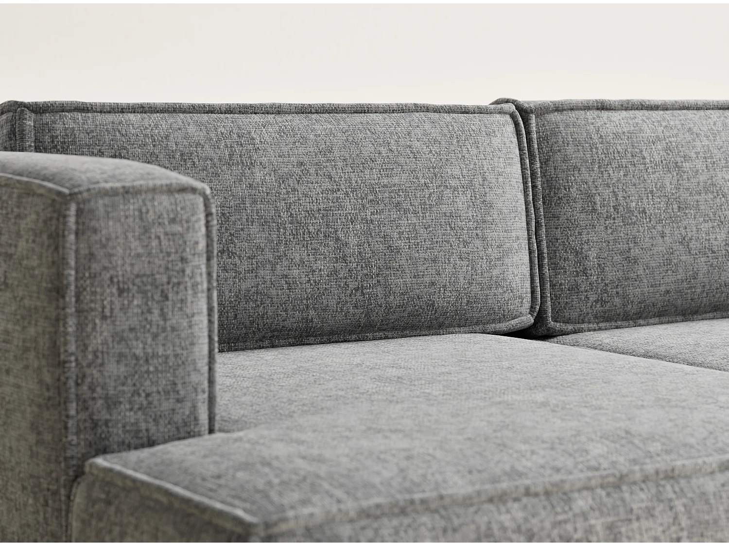 Canapé d'angle gauche avec fonction lit en tissu chenille gris VELTO