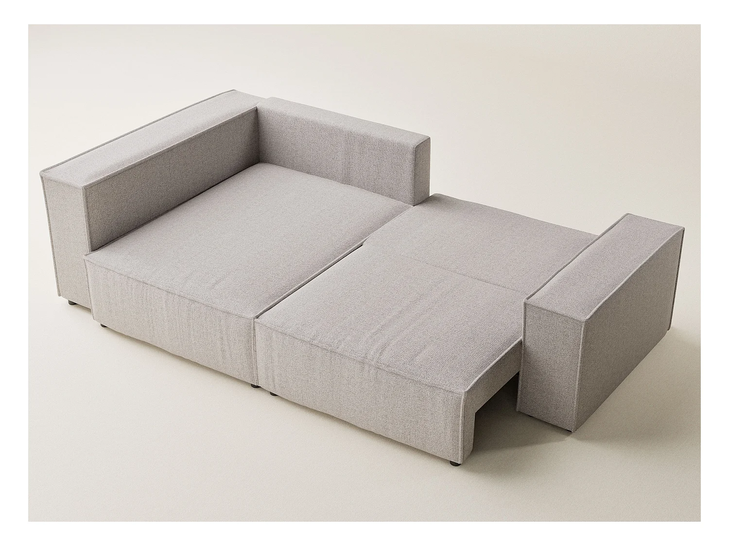 Canapé d'angle gauche avec fonction lit en tissu tressé beige TONGA