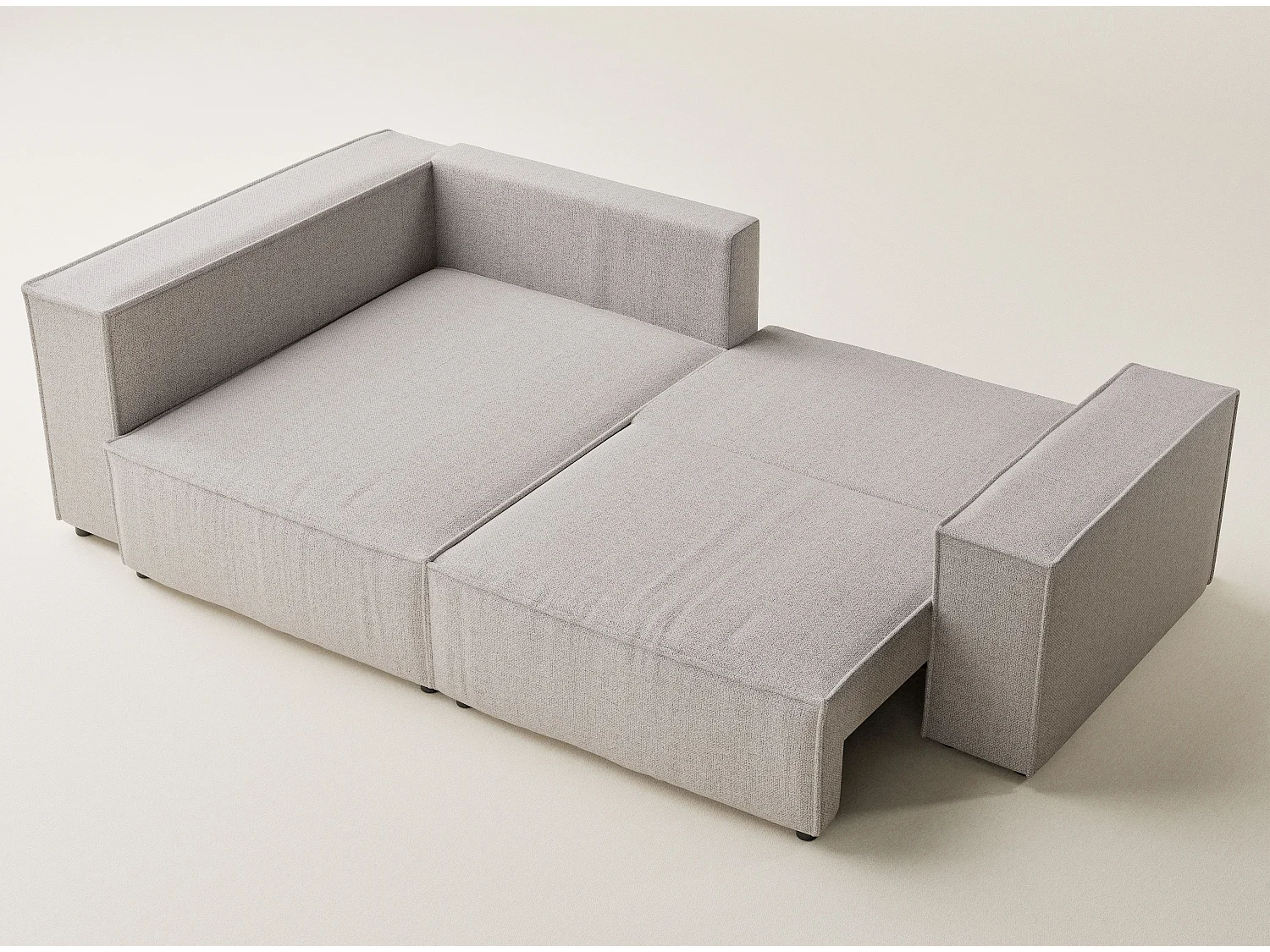 Canapé d'angle gauche avec fonction lit en tissu tressé beige TONGA