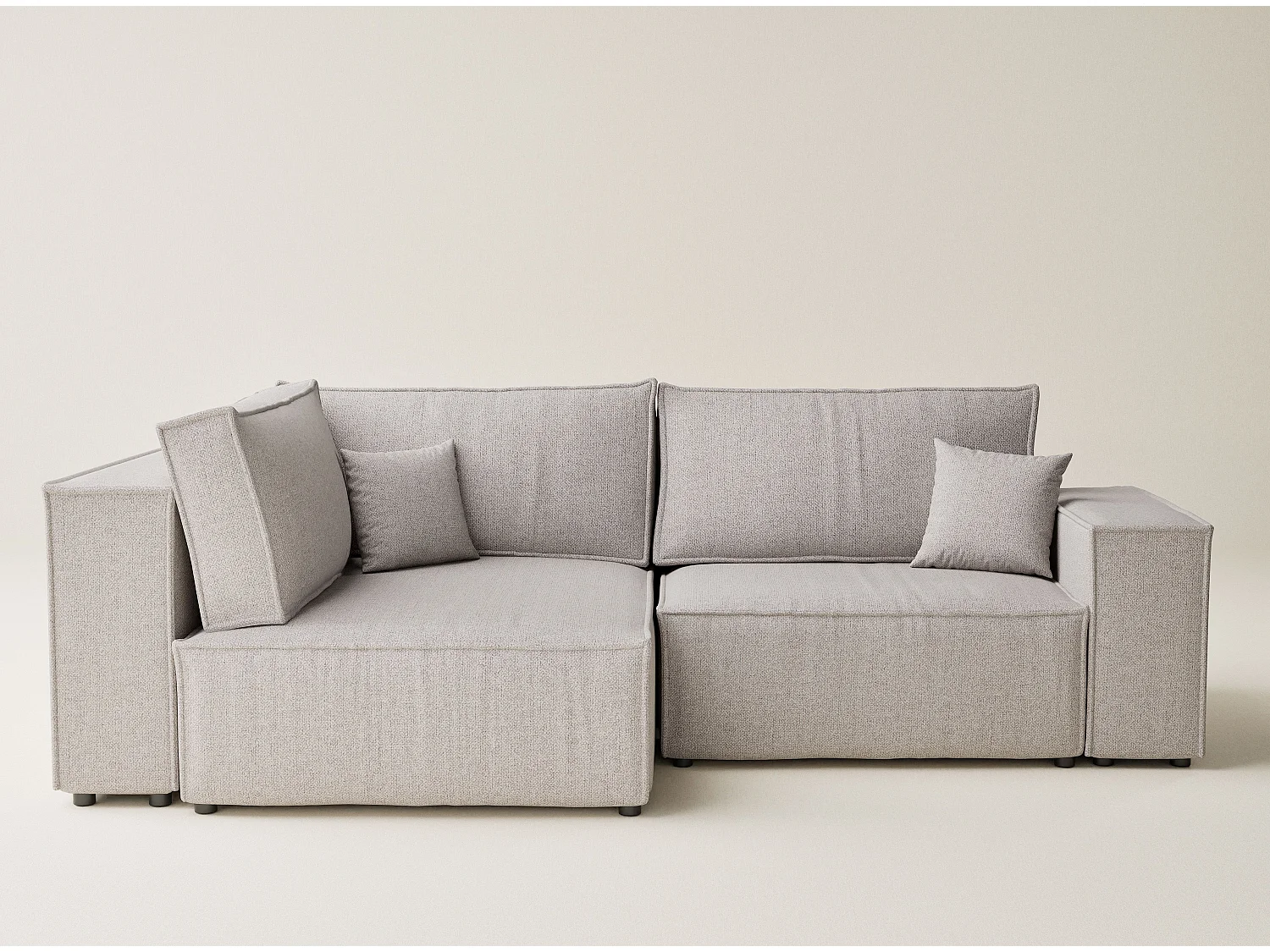 Canapé d'angle gauche avec fonction lit en tissu tressé beige TONGA