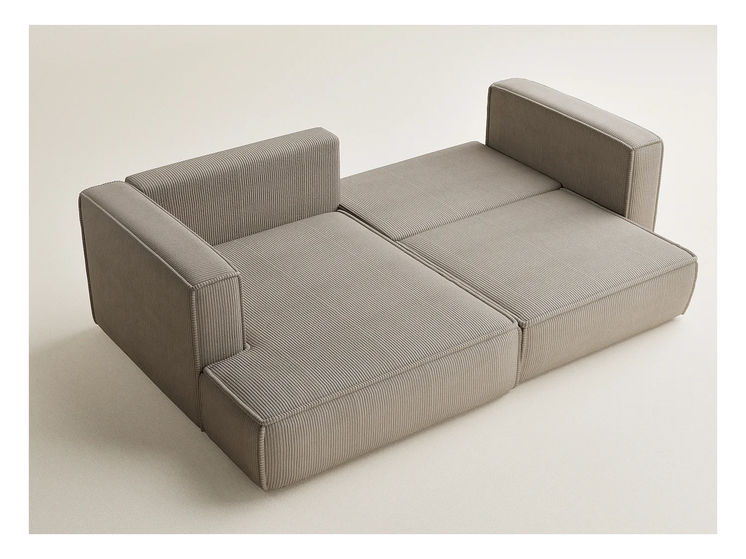 Canapé d'angle gauche avec fonction lit en velours beige foncé VELTO