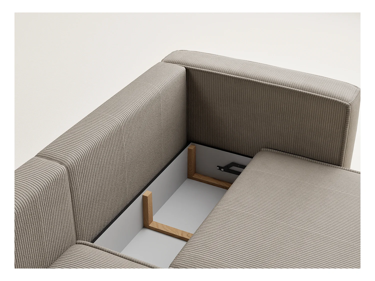 Canapé d'angle gauche avec fonction lit en velours beige foncé VELTO