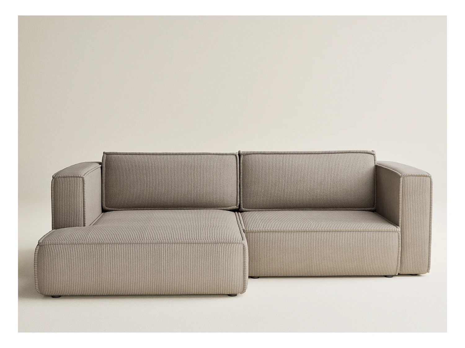 Canapé d'angle gauche avec fonction lit en velours beige foncé VELTO