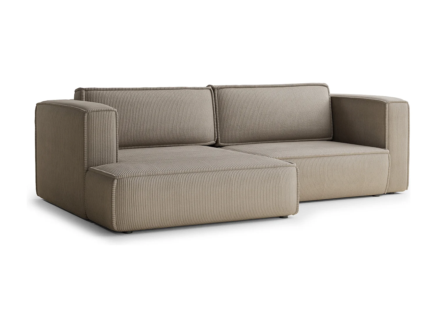 Canapé d'angle gauche avec fonction lit en velours beige foncé VELTO