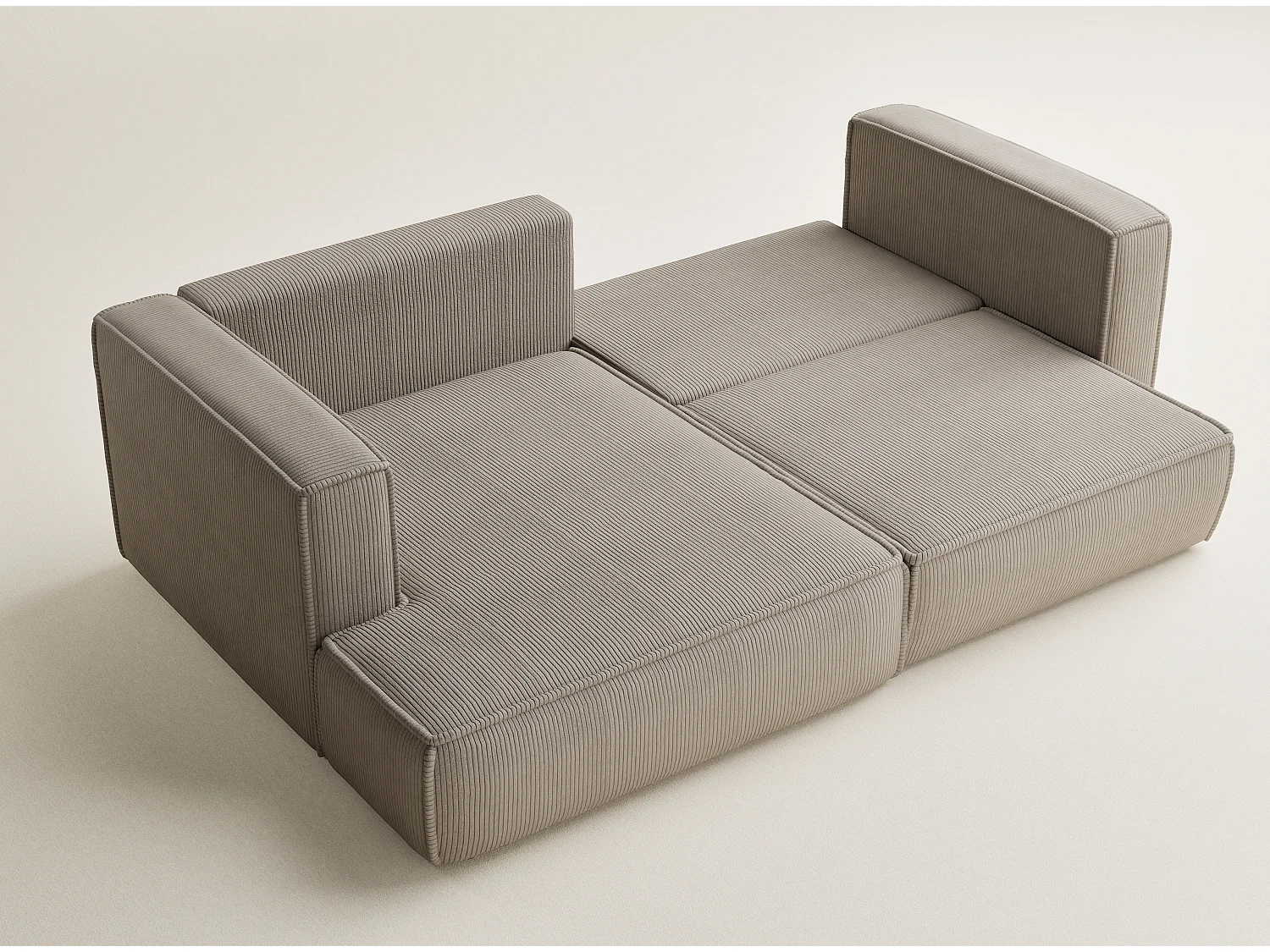 Canapé d'angle gauche avec fonction lit en velours beige foncé VELTO