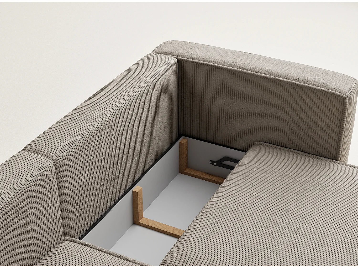 Canapé d'angle gauche avec fonction lit en velours beige foncé VELTO