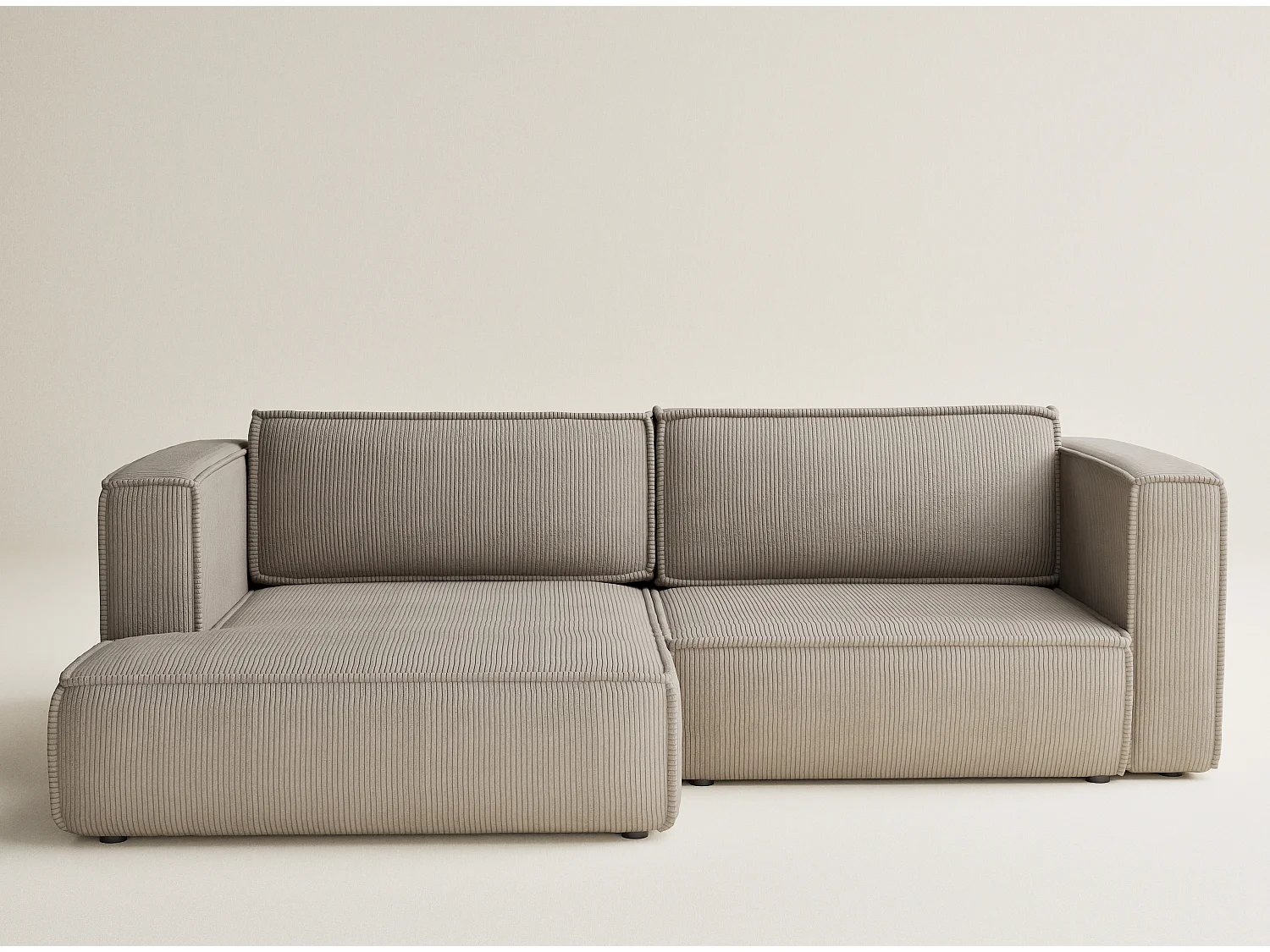 Canapé d'angle gauche avec fonction lit en velours beige foncé VELTO