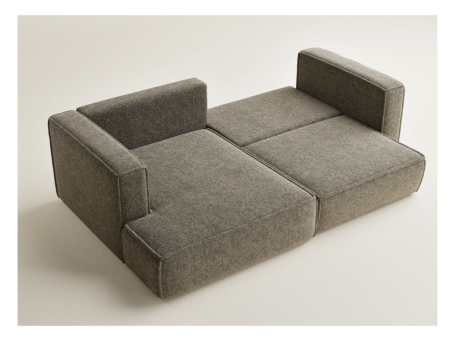 Canapé d'angle gauche avec fonction lit en tissu chenille taupe VELTO