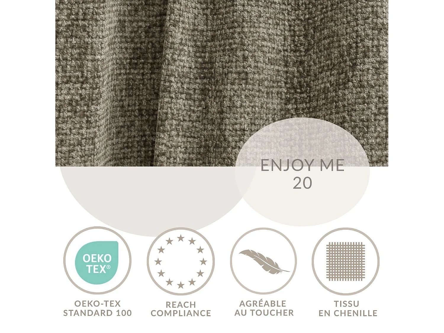 Canapé d'angle gauche avec fonction lit en tissu chenille taupe VELTO