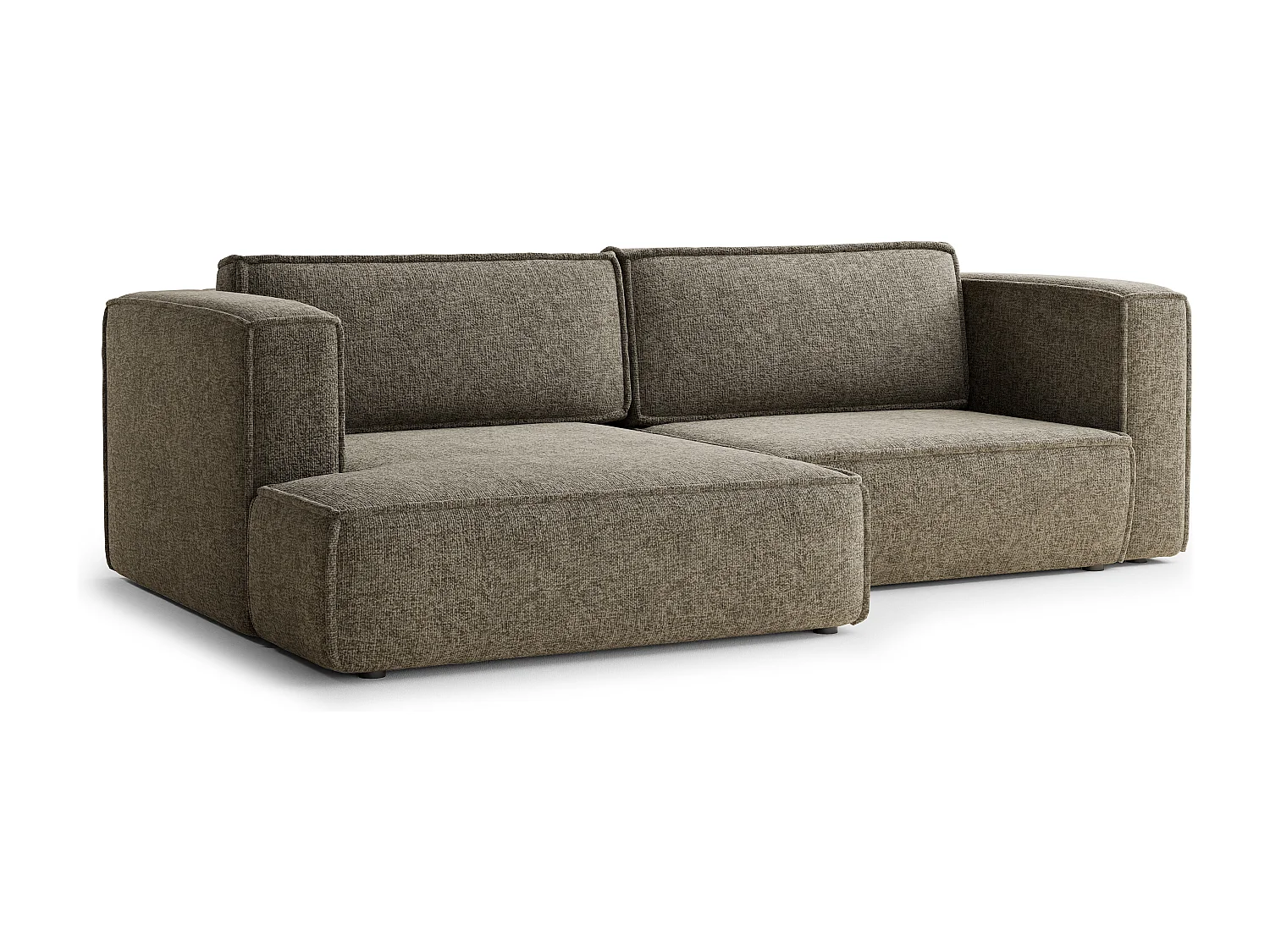 Canapé d'angle gauche avec fonction lit en tissu chenille brun VELTO