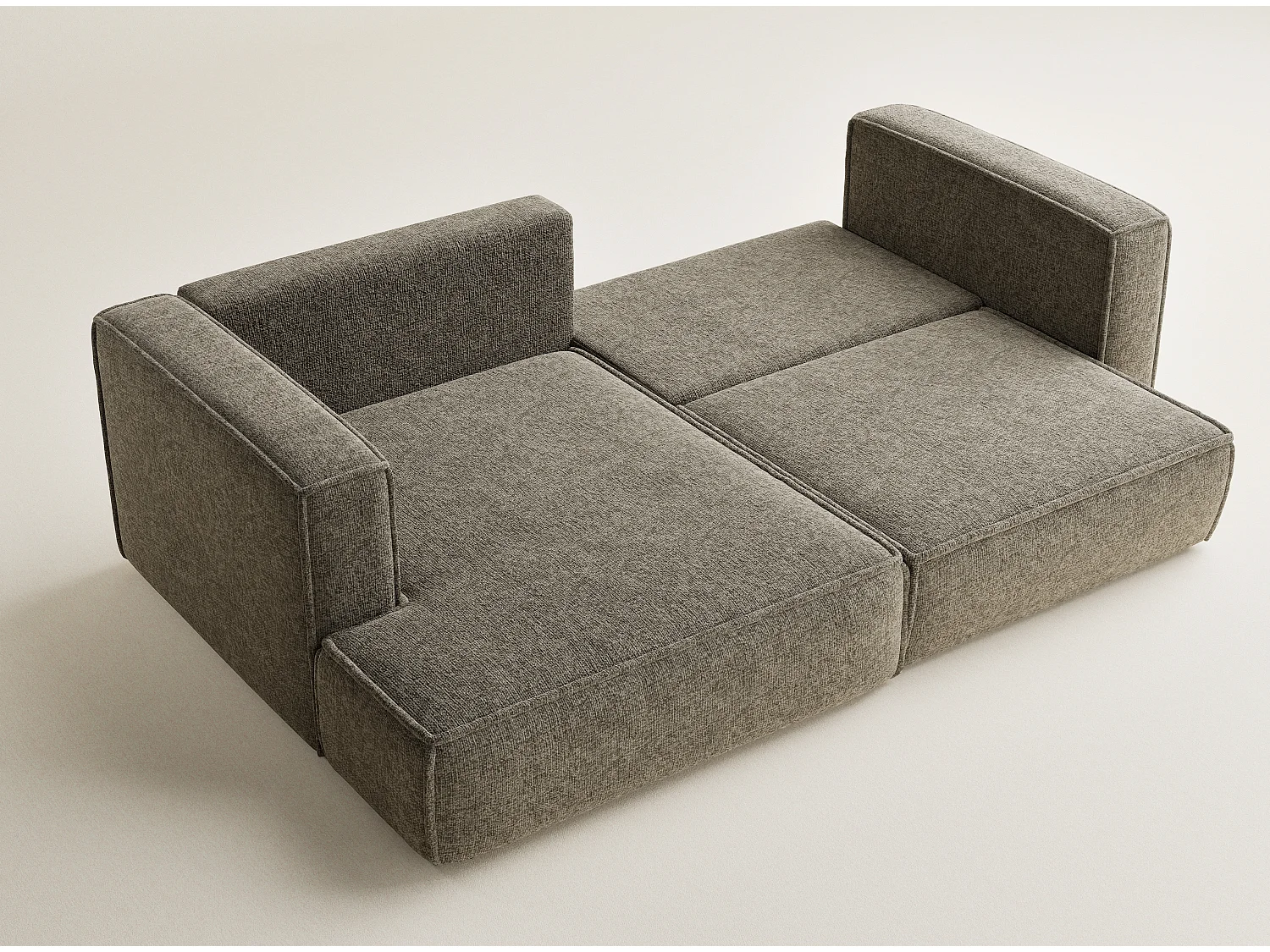 Canapé d'angle gauche avec fonction lit en tissu chenille brun VELTO