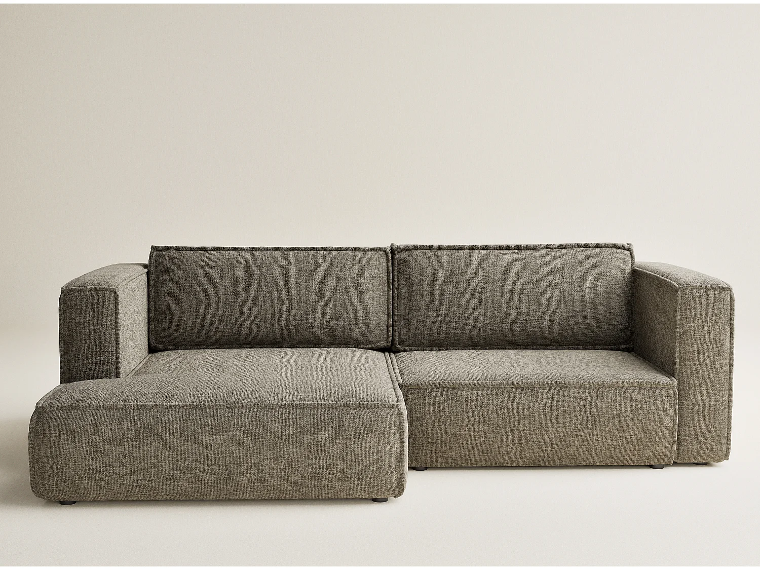 Canapé d'angle gauche avec fonction lit en tissu chenille brun VELTO