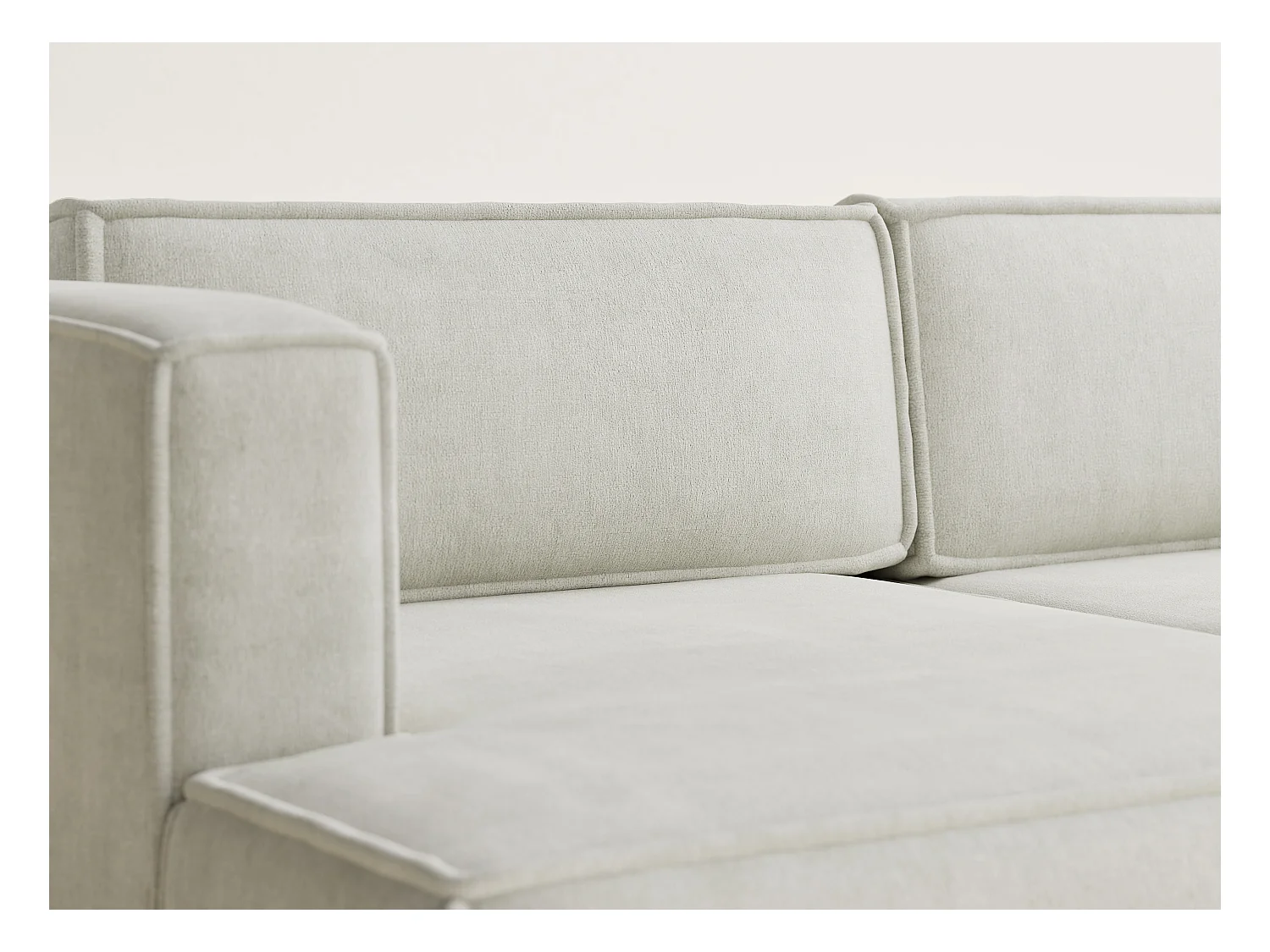 Canapé d'angle gauche avec fonction lit en tissu chenille creme VELTO